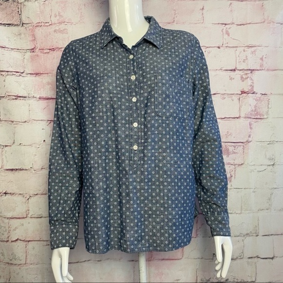 J. CREW Denim Blue Button Up Long Sleeve Shirt - Picture 10 of 10